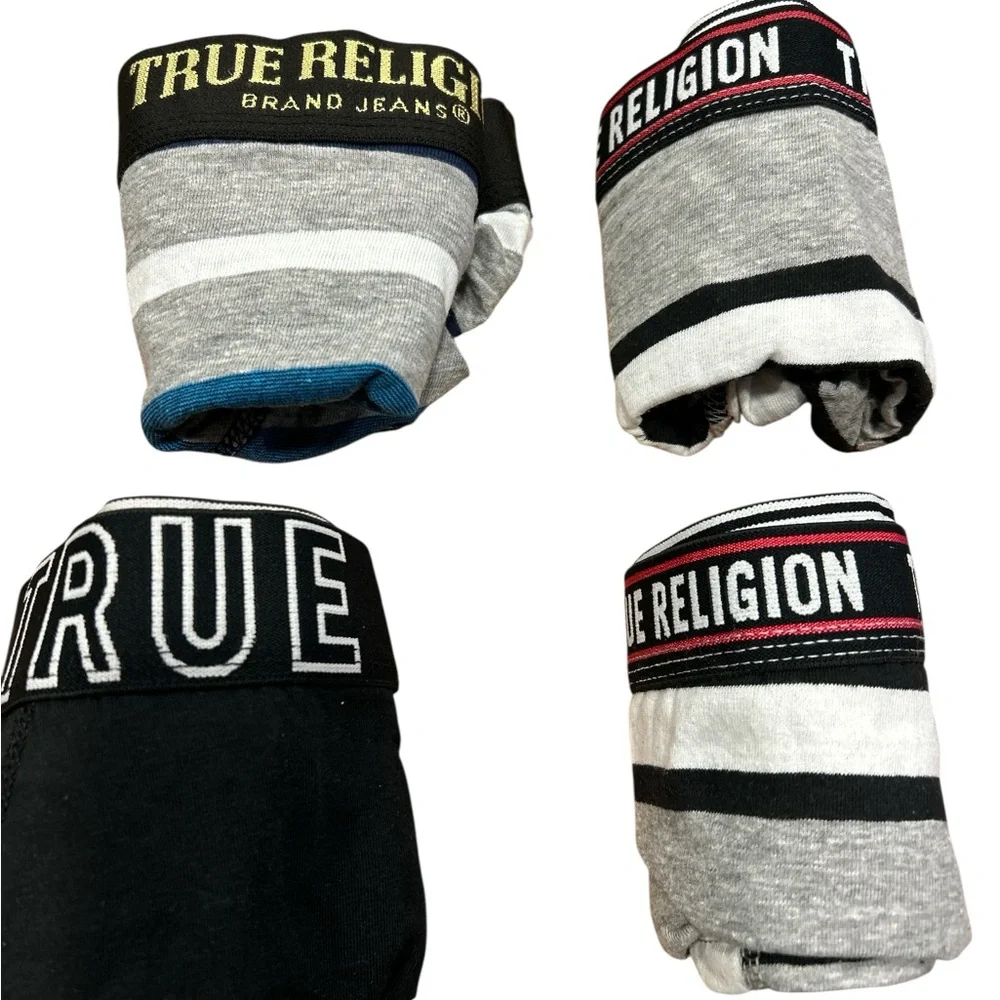 True Religion Men’s 4-Pack Mixed Gray & Black Boxer Briefs small